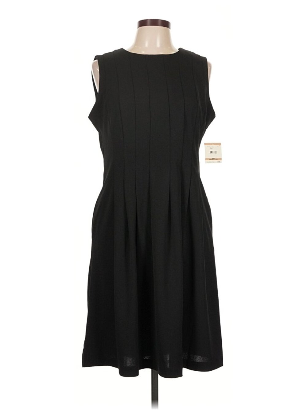 Anne Klein Black Pleated A-Line Dress Size 10 | Cocktail Dress
